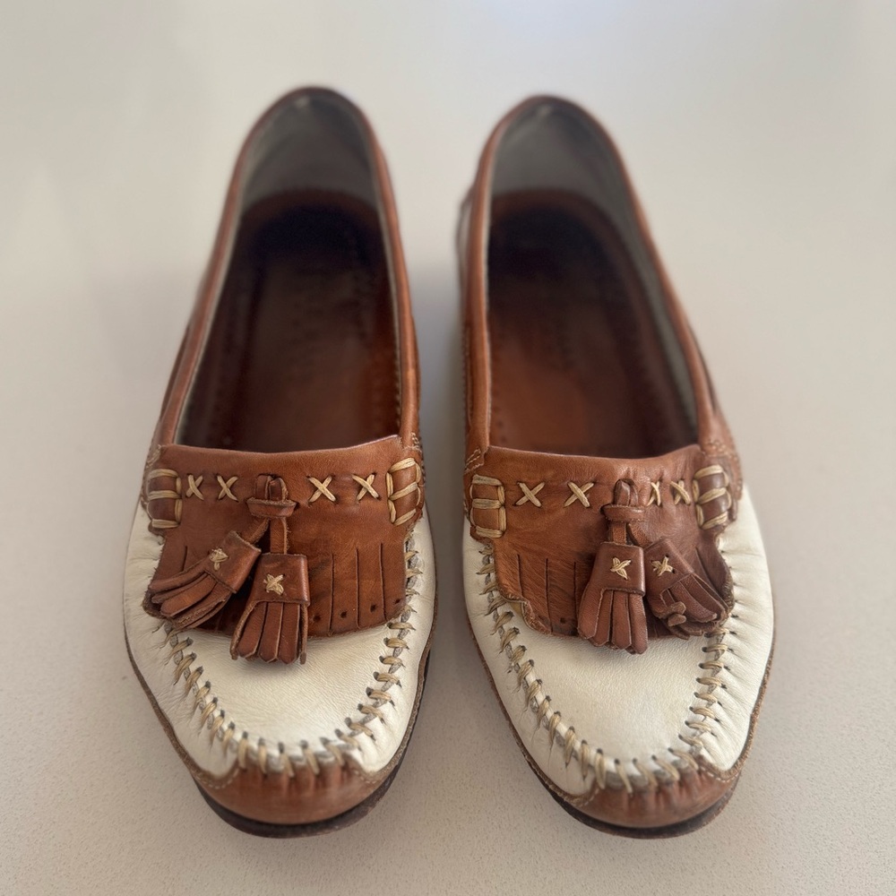 Vintage Cole Haan Country Tassel Loafers in two-tone leather